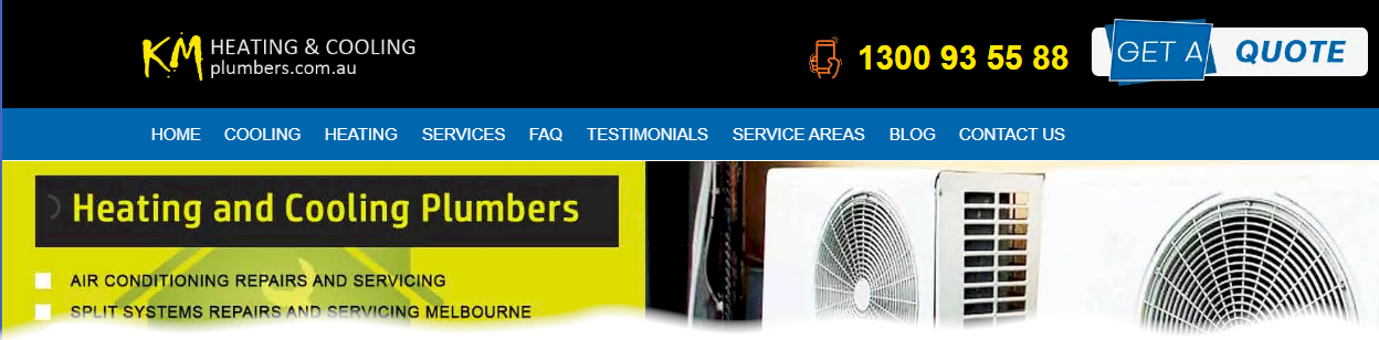 Sample top of KM Heating website banner