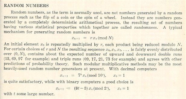 Partial page scan of the Schaum book page on random numbers